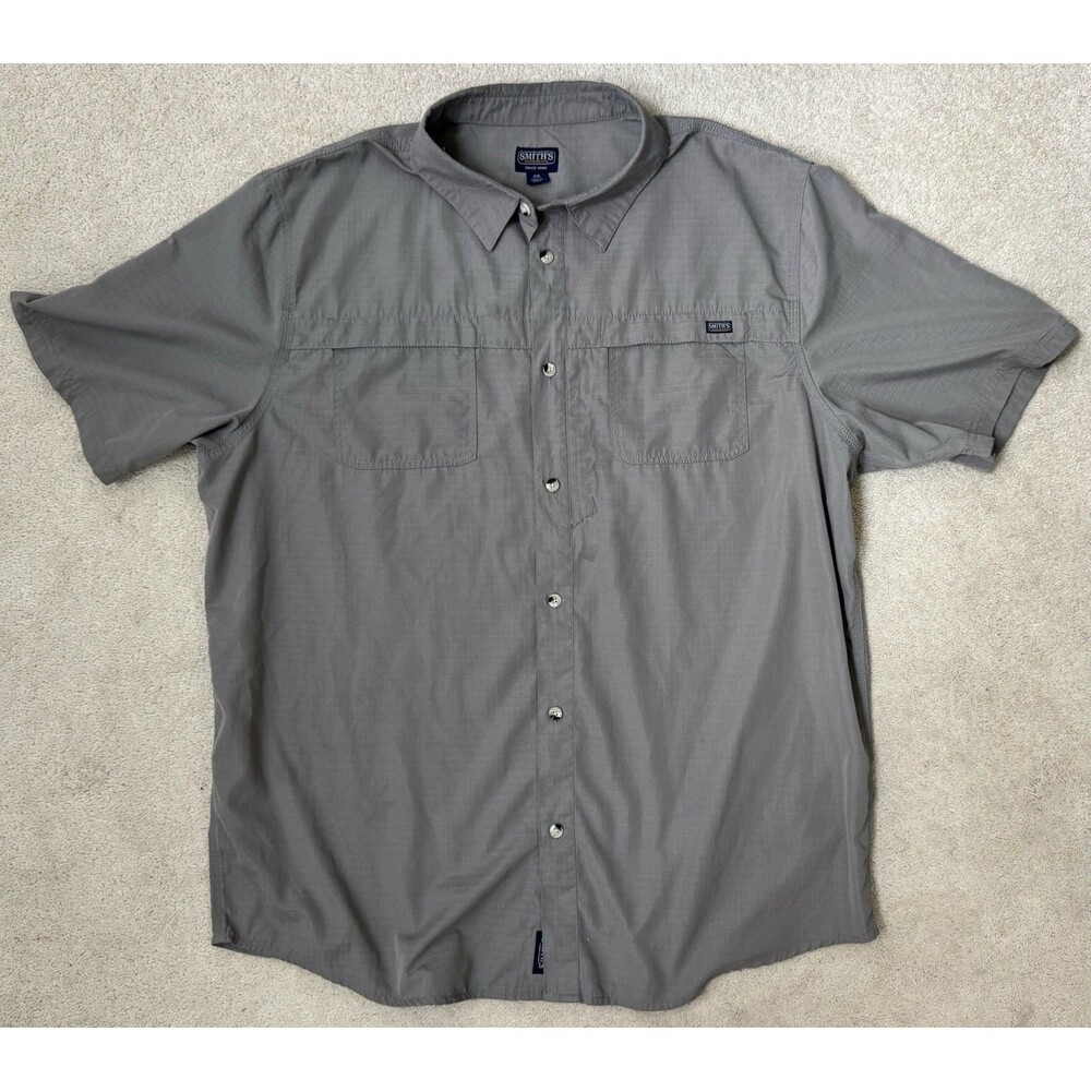 Smith's Workwear Ripstop Hiking Shirt Button Gray MENS SIZE 2XL
